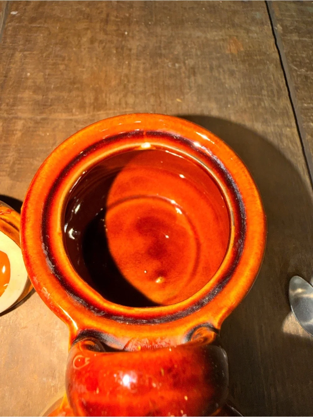 Vintage Two-Piece Ceramic Condiment Set in Brown and Yellow